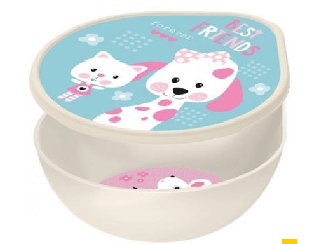 Миска D135мм с крышкой с декором (светло-бежевый)